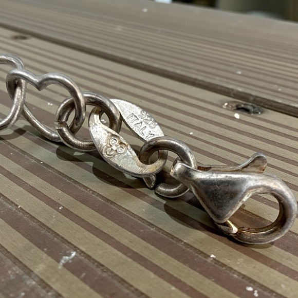 Sterling silver stamped  Silver Heart Bracelet 8 inches long long Vinrage - Picture 5 of 6